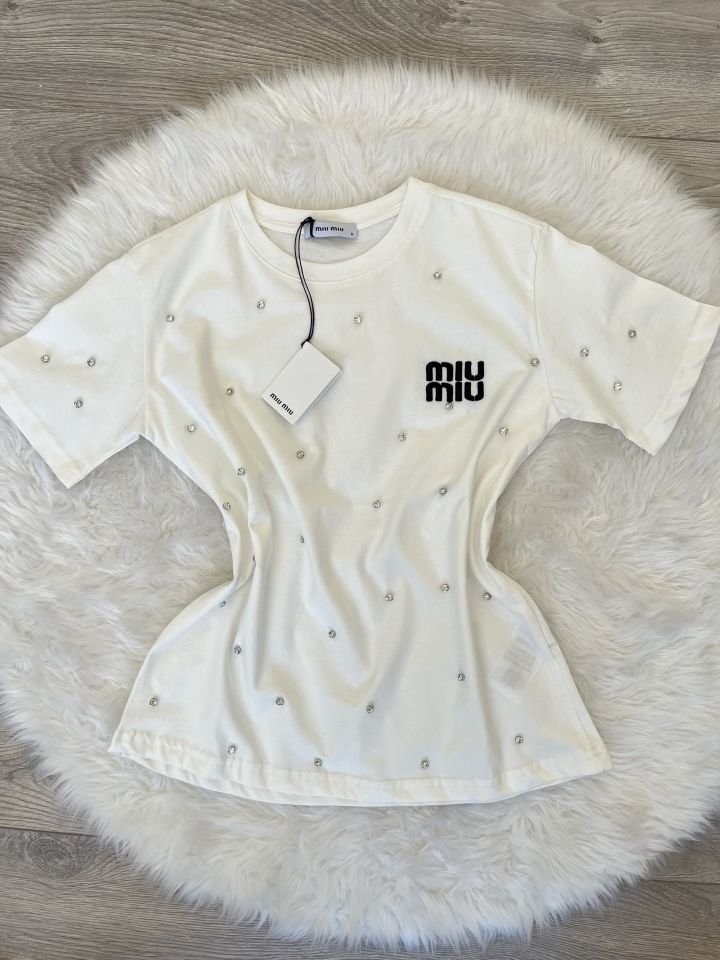 Beyaz Taşlı Tshirt