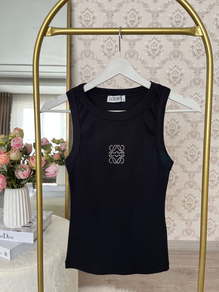 Siyah Loewe Baskılı Atlet Bluz
