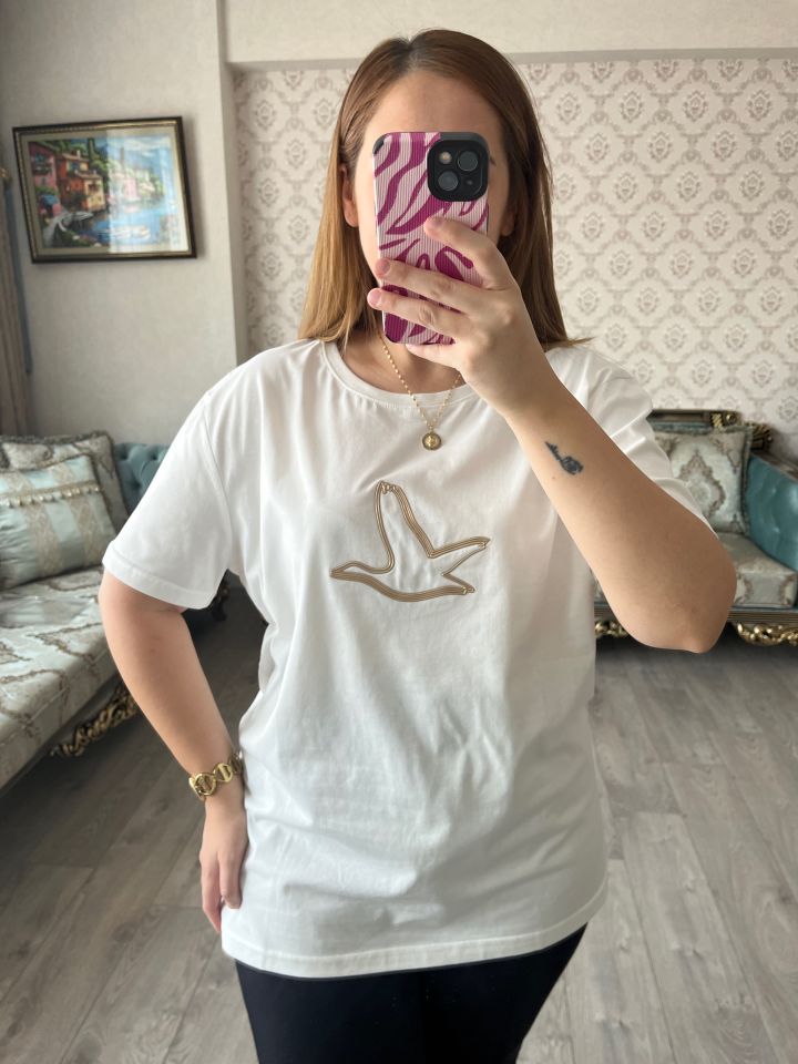 Gold Kuşlu Tshirt